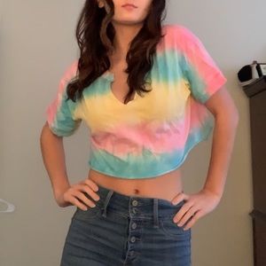 Fun tie dyed cropped t-shirt
